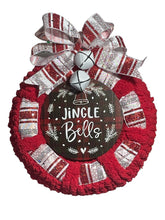 Load image into Gallery viewer, Jingle Bells Ribbon and Yarn Wreath