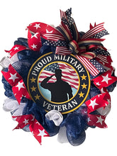Load image into Gallery viewer, Proud Military Veteran Wreath Patriotic