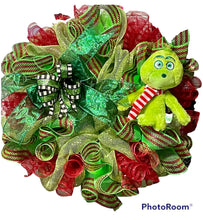 Load image into Gallery viewer, Green Monster Christmas Wreath