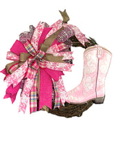 Load image into Gallery viewer, Pink CowGirl Boot Wreath Girl Cowgirl Gift