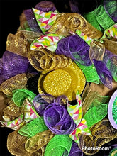 Load image into Gallery viewer, Fleur De Lis Mardi Gras Wreath, Mardi Gras