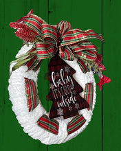 Load image into Gallery viewer, Baby It’s Cold Outside Christmas Ribbon Yarn Wreath Winter Wreath