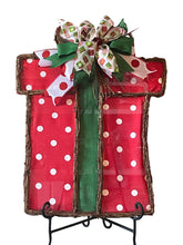 Load image into Gallery viewer, Christmas Present Fabric and Grapevine Door Hanger Christmas decor