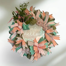 Load image into Gallery viewer, Hello Coral and Green Wreath Everyday Wreath Home Decor