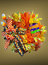 Load image into Gallery viewer, Halloween Candy Corn Wreath