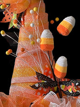 Load image into Gallery viewer, Candy Corn Witch Hat Wreath Halloween Decor