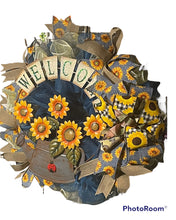 Load image into Gallery viewer, Sunflower Welcome Wreath Spring Wreath Summer Wreath