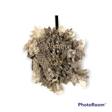 Load image into Gallery viewer, Believe Silver Christmas Wreath