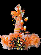 Load image into Gallery viewer, Candy Corn Witch Hat Wreath Halloween Decor