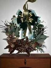 Load image into Gallery viewer, Gold and Brown Poinsettia Wreath, Christmas Wreath, Christmas Decor
