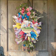 Load image into Gallery viewer, Welcome Floral Butterflies Swag, Spring Wreath, Summer Wreath, Front Door Decor, Front Porch Decor
