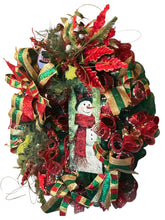 Load image into Gallery viewer, Snowman Wreath, Winter Wreath, Christmas Wreath, Winter Decor, Christmas Decor
