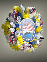 Load image into Gallery viewer, Navy Wreath, Patriotic Wreath, Military Wreath, Veteran Gift, Military Gift
