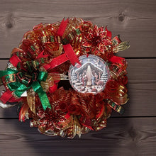 Load image into Gallery viewer, Merry Christmas Nativity Wreath, Christmas Wreath, Religious Christmas, Christmas Decor
