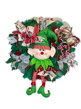 Load image into Gallery viewer, Elf Christmas Wreath. Christmas Decor, Whimsical Christmas
