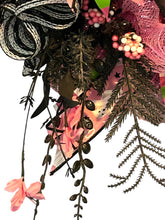 Load image into Gallery viewer, Pink Ghost Halloween Wreath, Halloween Decor, Pink and Black Halloween
