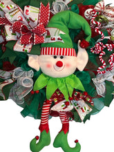 Load image into Gallery viewer, Elf Christmas Wreath. Christmas Decor, Whimsical Christmas
