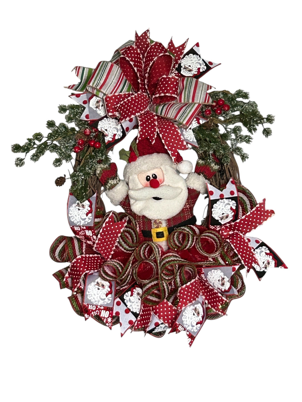 Santa Christmas Grapevine Wreath, Christmas Decor, Santa Wreath