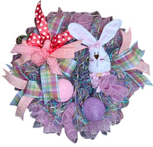Load image into Gallery viewer, Easter Wreath with Bunny and Eggs, Easter Decor, Bunny Wreath, Pastel Easter
