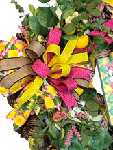Load image into Gallery viewer, Welcome to Our Home Wreath, Pink Lemonade, Kitchen Decor, Patio Decor
