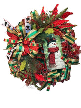 Load image into Gallery viewer, Snowman Wreath, Winter Wreath, Christmas Wreath, Winter Decor, Christmas Decor
