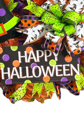 Load image into Gallery viewer, Witch Happy Halloween Wreath, Whimsical Halloween Wreath, Halloween Decor
