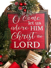 Load image into Gallery viewer, O Come Let Us Adore Him Christmas Wreath, Christmas Decor, Christmas Grapevine, Religious Christmas
