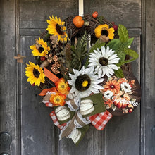 Load image into Gallery viewer, Welcome Fall Wreath, Thanksgiving, Fall Decor, Fall Sunflowers

