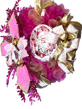 Load image into Gallery viewer, Pink and Gold Santa Christmas Wreath, Christmas Decor, Elegance Christmas, Pink Christmas
