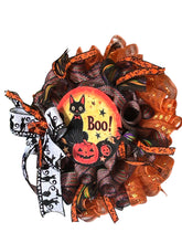 Load image into Gallery viewer, Cat Halloween Wreath, Halloween Decor, Halloween Wreath

