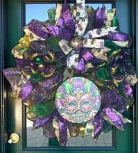 Load image into Gallery viewer, Mardi Gras Wreath, Mardi Gras Decor, Fat Tuesday Celebration

