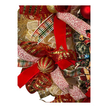 Load image into Gallery viewer, Red and Gold Christmas Wreath, Christmas Decor, Elegant Christmas
