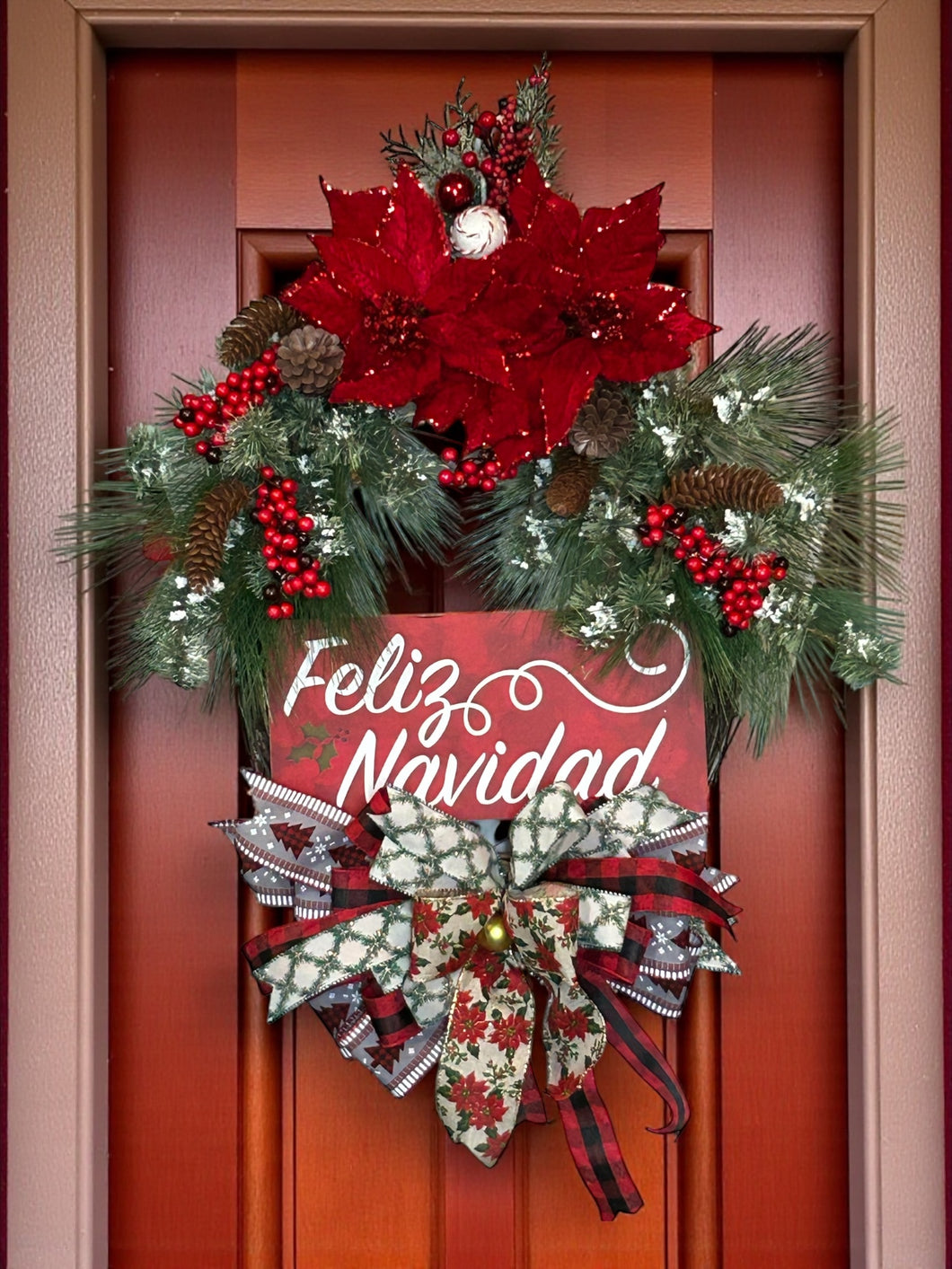 Feliz Navidad Wreath, Christmas Decor, Christmas Grapevine Wreath