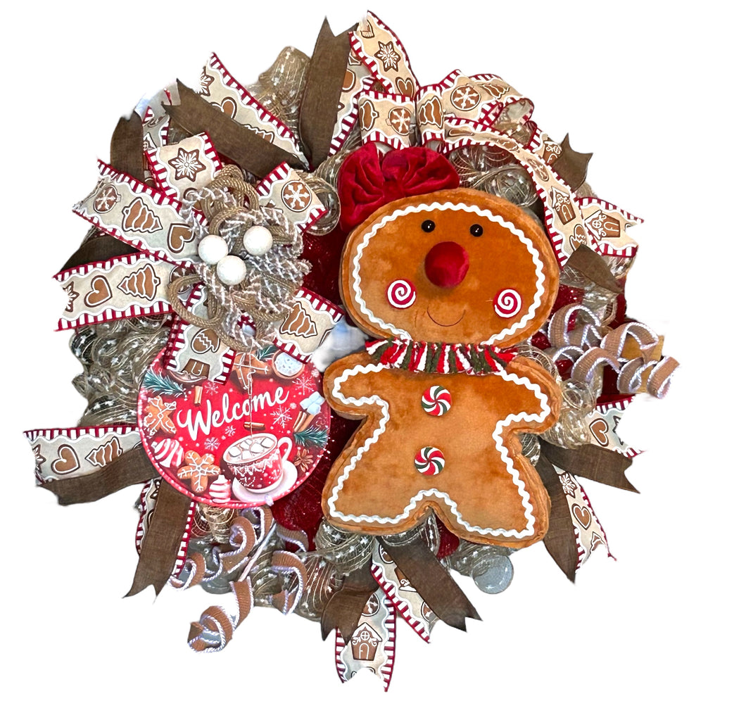 Welcome Gingerbread Wreath, Christmas Decor, Gingerbread Christmas