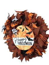 Load image into Gallery viewer, Halloween Wreath, Happy Halloween, Bats, Halloween Decor
