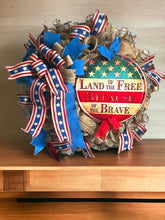 Load image into Gallery viewer, Patriotic Wreath, Veteran Wreath, Military Wreath, Memorial Day Wreath, Patriotic Decor
