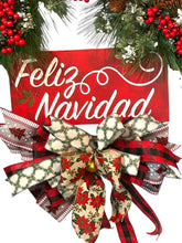 Load image into Gallery viewer, Feliz Navidad Wreath, Christmas Decor, Christmas Grapevine Wreath

