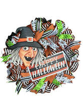 Load image into Gallery viewer, Happy Halloween Wreath, Witch Wreath, Halloween Decor

