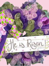 Load image into Gallery viewer, He Is Risen Easter Wreath, Easter Decor, Religious Easter
