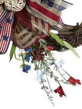 Load image into Gallery viewer, Rustic Patriotic Grapevine Wreath, Patriotic Wreath, Patriotic Decor
