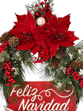 Load image into Gallery viewer, Feliz Navidad Wreath, Christmas Decor, Christmas Grapevine Wreath
