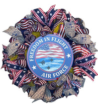 Load image into Gallery viewer, Air Force Wreath, Military Decor, Patriotic, Veteran Gift
