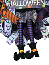 Load image into Gallery viewer, Halloween Witch Wreath, Halloween Decor, Witch Legs
