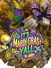 Load image into Gallery viewer, It’s Mardi Gras Yall, Mardi Gras Wreath, Mardi Gras Decor
