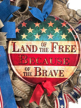 Load image into Gallery viewer, Patriotic Wreath, Veteran Wreath, Military Wreath, Memorial Day Wreath, Patriotic Decor
