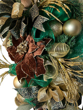 Load image into Gallery viewer, Brown, Gold, and Green Christmas Swag, Christmas Decor, Classy Christmas
