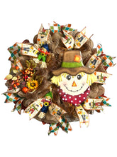 Load image into Gallery viewer, Scarecrow Wreath, Fall Wreath, Thanksgiving Wreath, Fall Thanksgiving Decor
