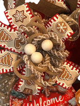 Load image into Gallery viewer, Welcome Gingerbread Wreath, Christmas Decor, Gingerbread Christmas
