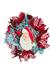 Load image into Gallery viewer, Santa Wreath, Christmas Decor, Traditional Christmas Santa
