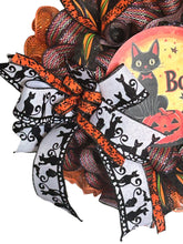 Load image into Gallery viewer, Cat Halloween Wreath, Halloween Decor, Halloween Wreath
